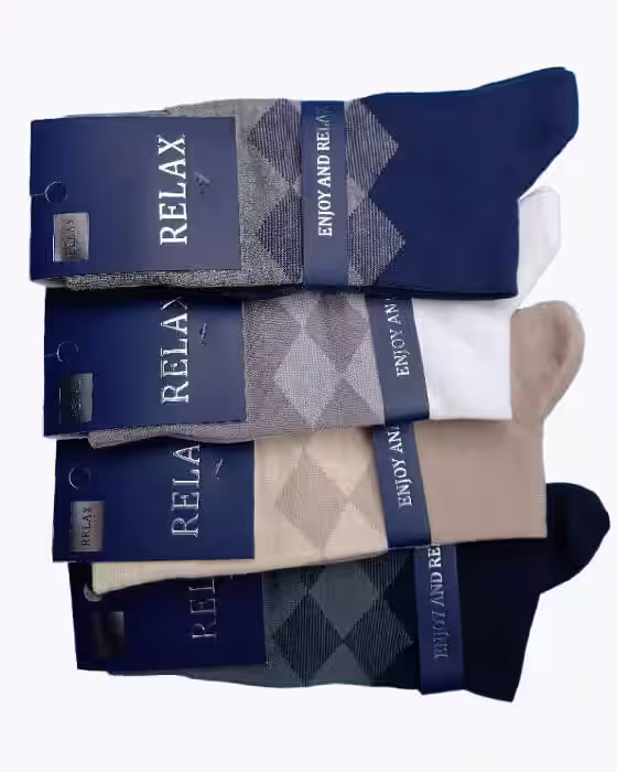 جوراب کلاسیک مردانه دورنگ طرح لوزی Relax